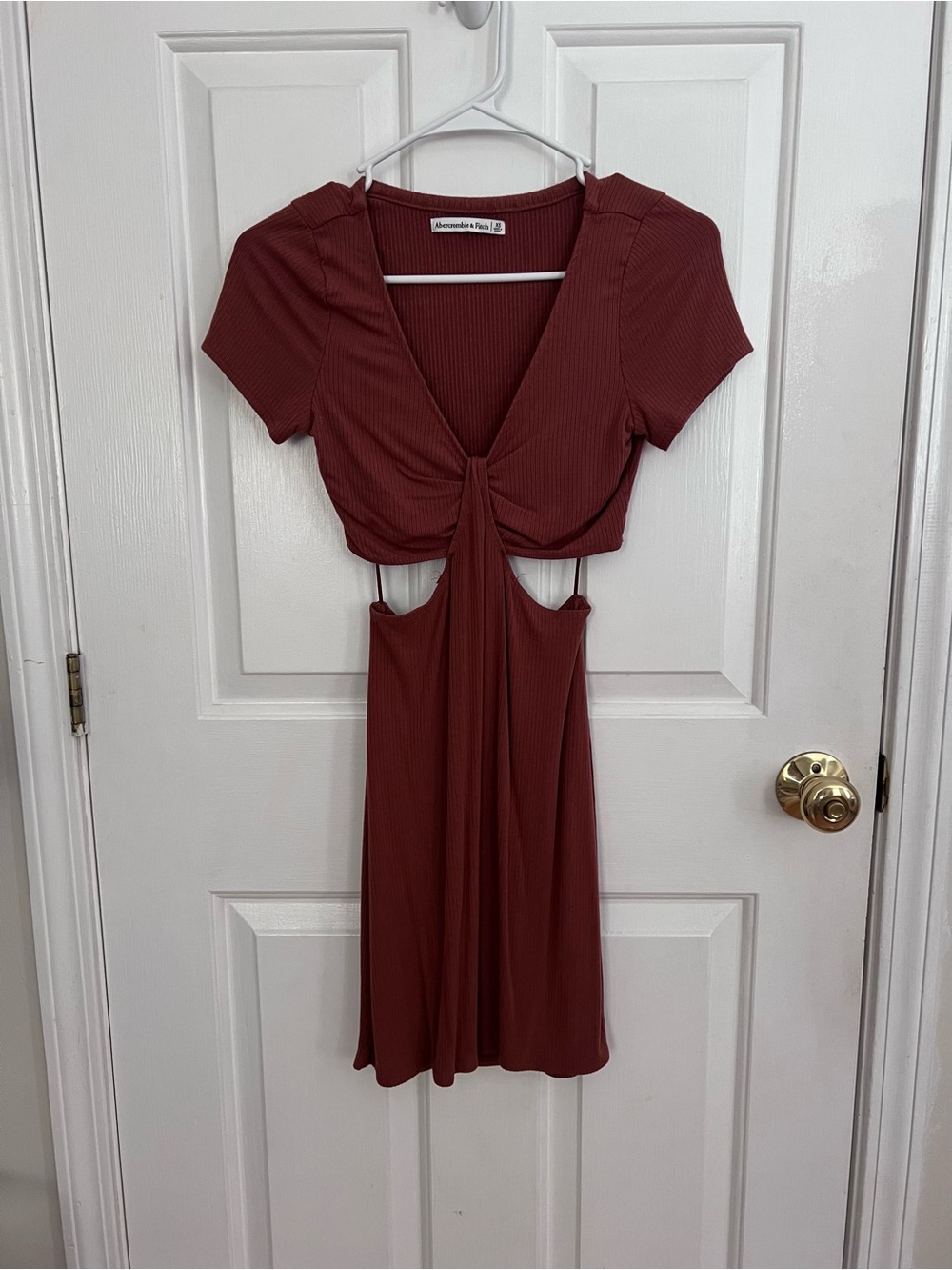 Abercrombie & Fitch Rust Red Cutout Knot Mini Dress